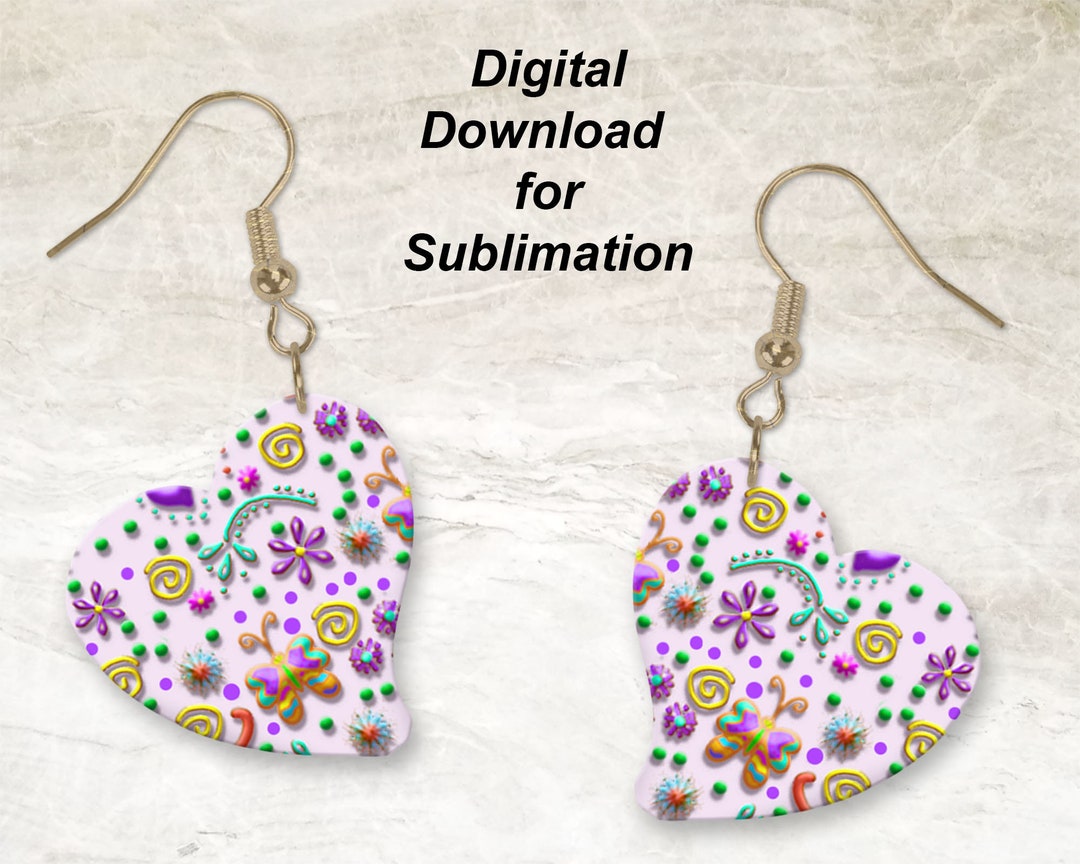 Heart Earring Sublimation Design Instant Digital Download God Rocks ...