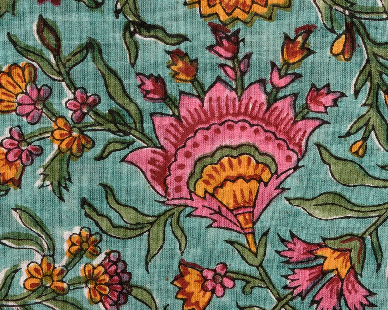 Floral Jade Green 100 Cotton Quilting Fabric by the yard Etsy