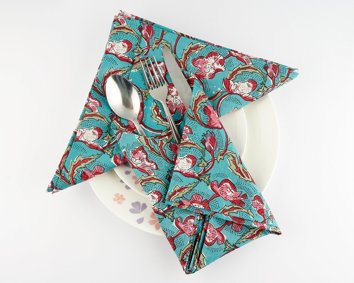 Sustainable Cotton Napkins India Block Print Napkins Cloth Etsy
