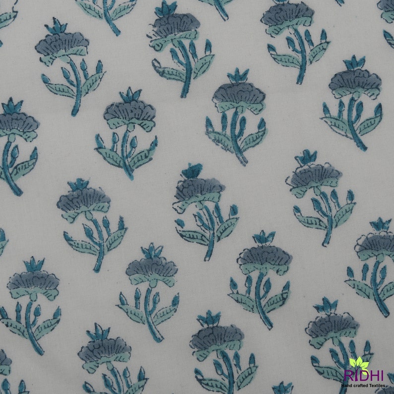 Mats Block Print Flower Print Fabric Cotton Fabric Floral Etsy