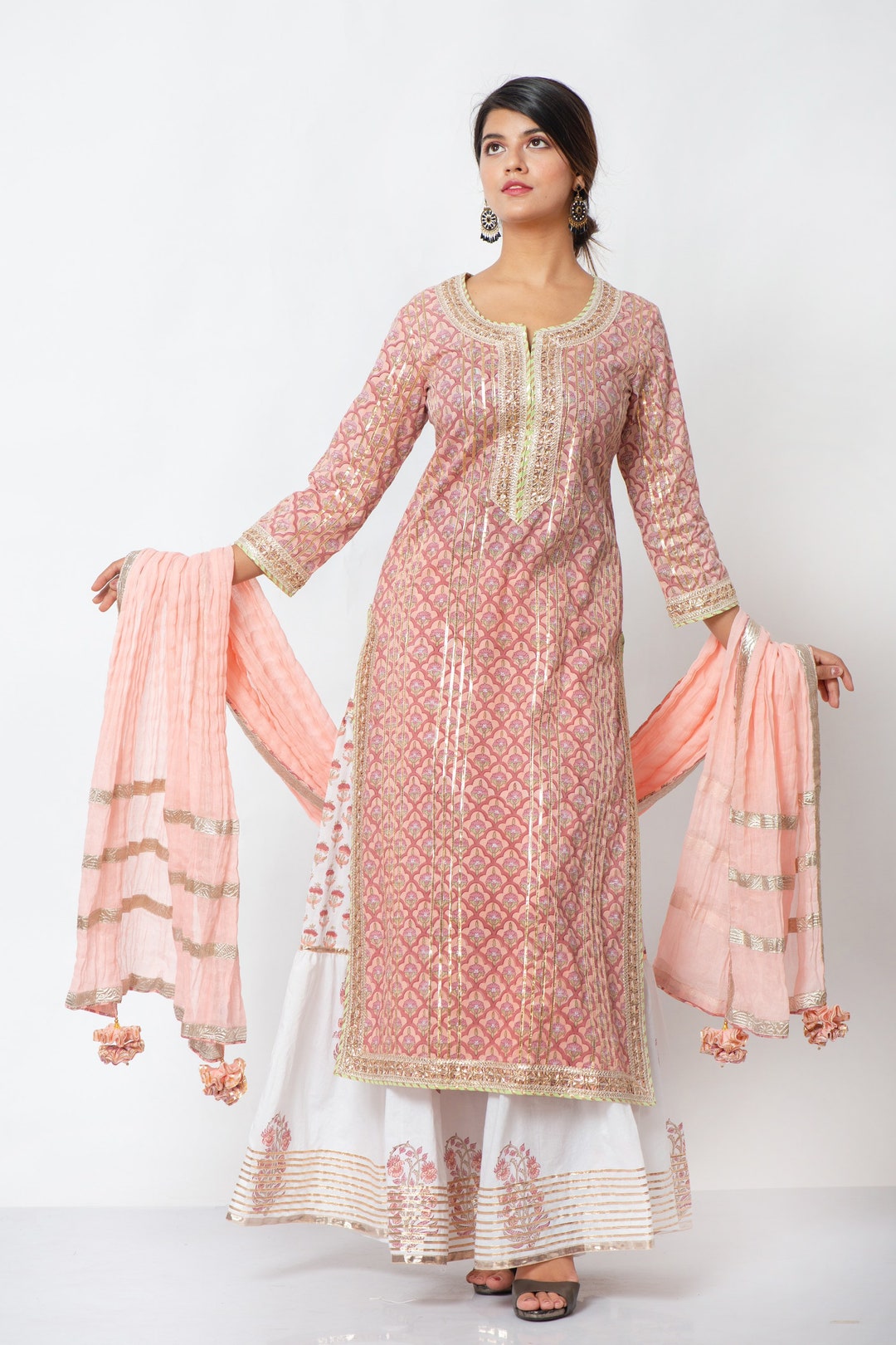 Designer Long Kurti With Sharara Indian Wedding Bridesmaids Etsy