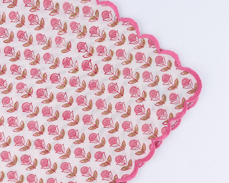 Punch Pink and Army Green Indian Floral Hand Block Printed Etsy