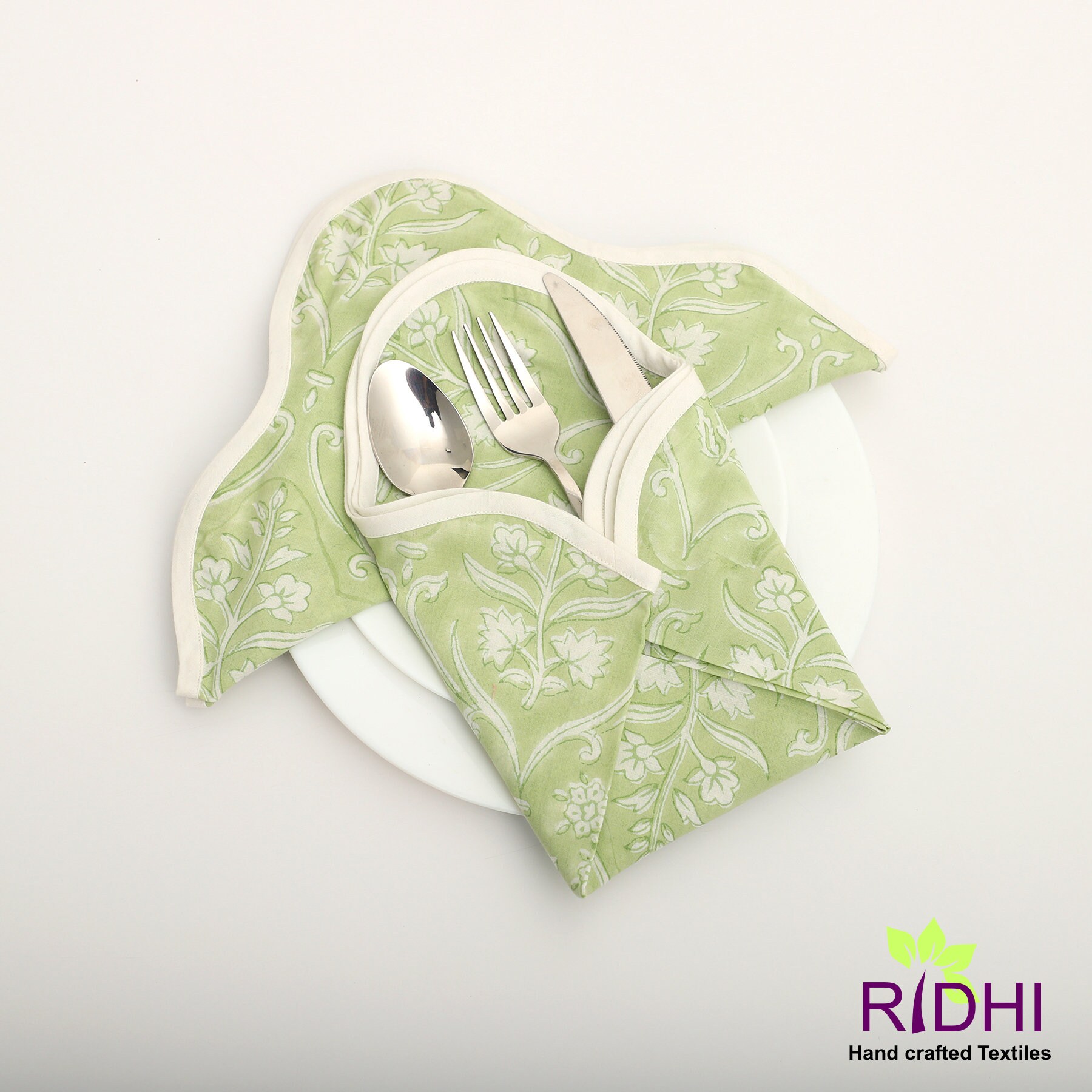 Sage Green off White Cotton Napkins Cloth Napkins Fabric Etsy