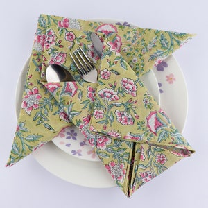 India Block Print Cloth Napkins set of 2,4,6,12,24,48 Unpaper Towel Reusable Dinner Napkins Gift for Her Sustainable Cotton Napkins