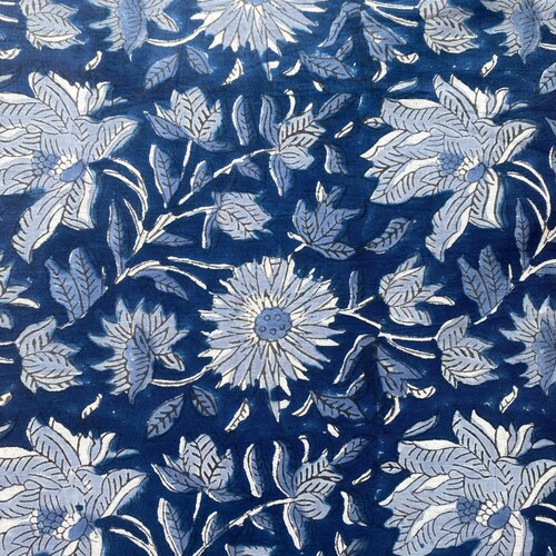 Incremental Blue and White Indian Floral Printed 100% Pure - Etsy