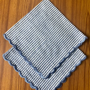 Blue or Punch Pink Stripes Indian Hand Block Printed Cotton Cloth Napkins, Wedding Home House Event Farmhouse, 9X9"-Cocktail 20X20"-Dinner