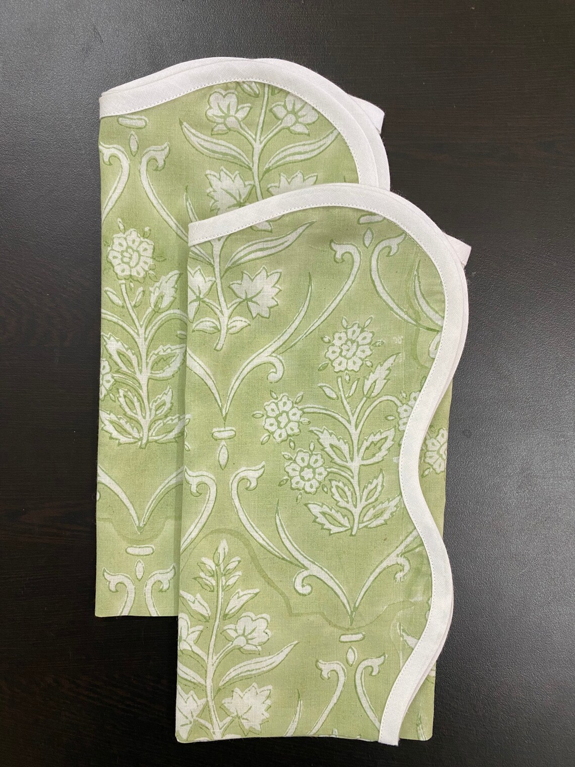 Sage Green Cloth Cloth Napkins Floral Print India Handmade Etsy