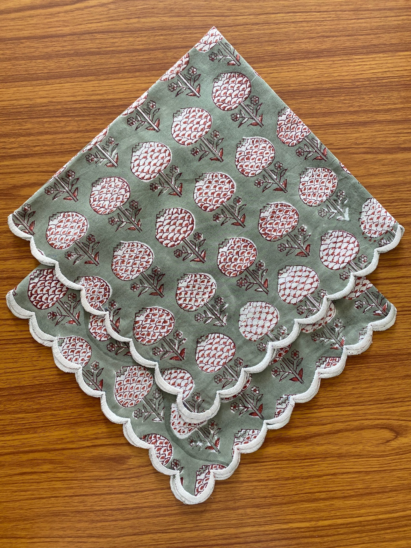 Olive Green Cloth Napkins Hand block printed Cotton Napkins Etsy