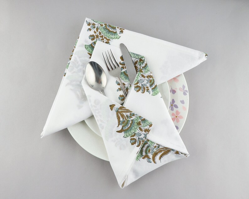 India Block Print Cloth Napkins set of 2,4,6,12,24,48 Unpaper Towel Reusable Dinner Napkins Gift for Her Sustainable Cotton Napkins