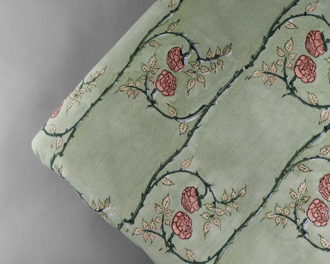 Floral Olive Green 100 Cotton Quilting Fabric by the yard Etsy