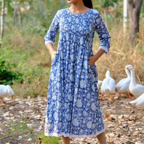 Long Kurti With Pockets Indian Bridesmaids Dress Gift for - Etsy