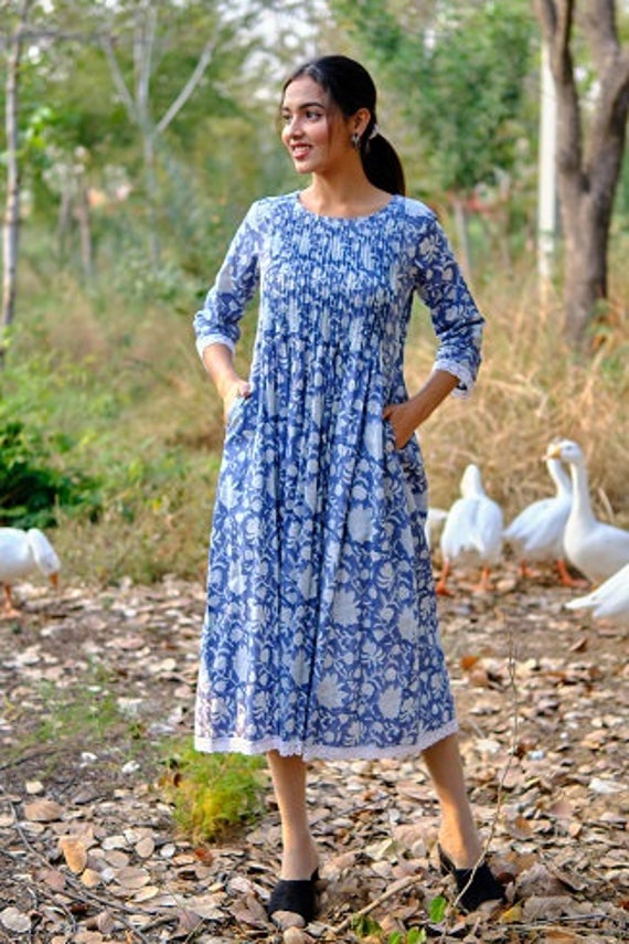Ladies Printed Cotton Long Frock Kurti For Casual Wear at Best Price in  Jaipur | Amit Sales