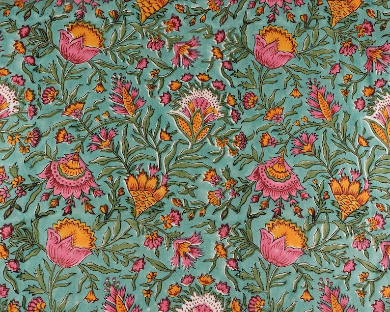 Floral Jade Green 100 Cotton Quilting Fabric by the yard Etsy