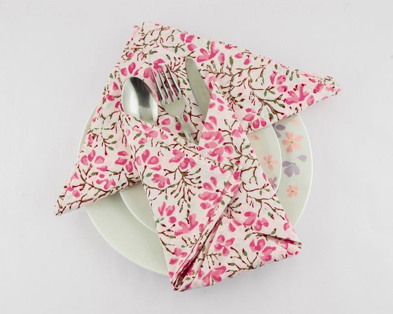 India Block Print Cloth Napkins set of 2,4,6,12,24,48 Unpaper Towel Reusable Dinner Napkins Gift for Her Sustainable Cotton Napkins