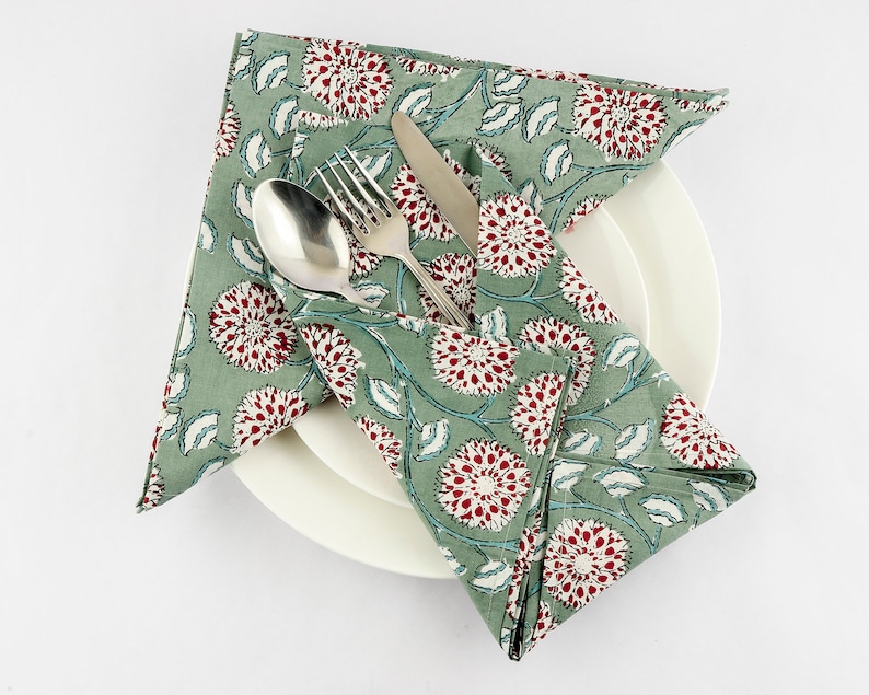 Emerald Green 100 Cotton Fabric Napkins Set Set of Etsy