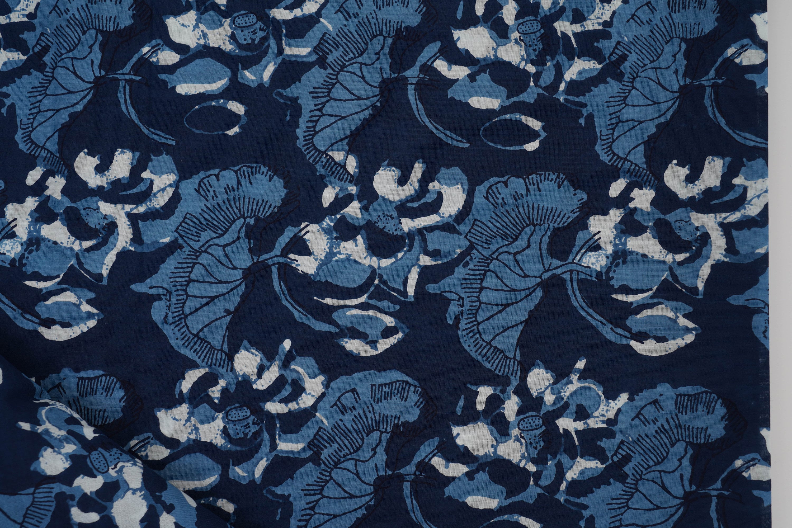 Dark Blue Cotton Quilting Fabric by the Yard Quilt Fabric Etsy