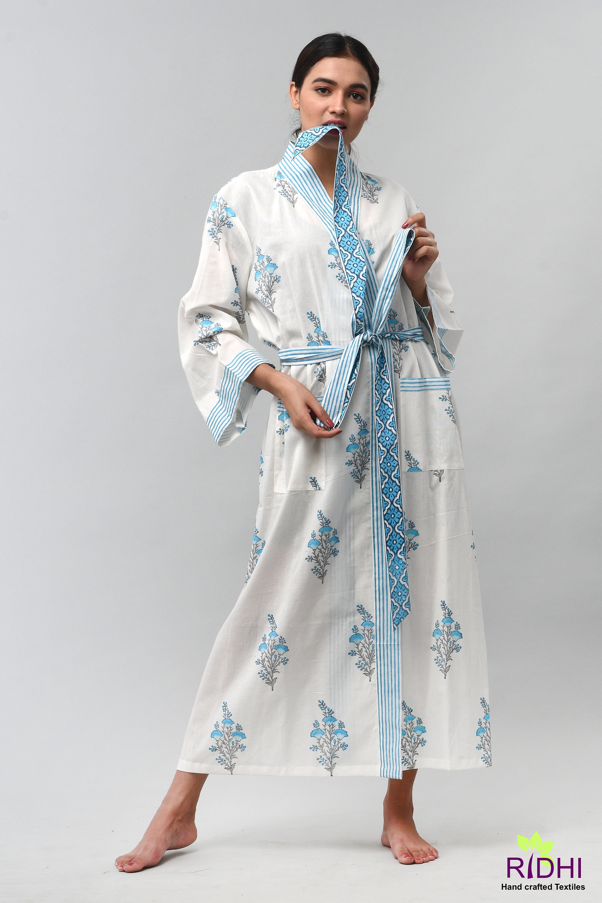 Sapphire Blue Kimono Robe Vacation Look Loose fit Robe Etsy