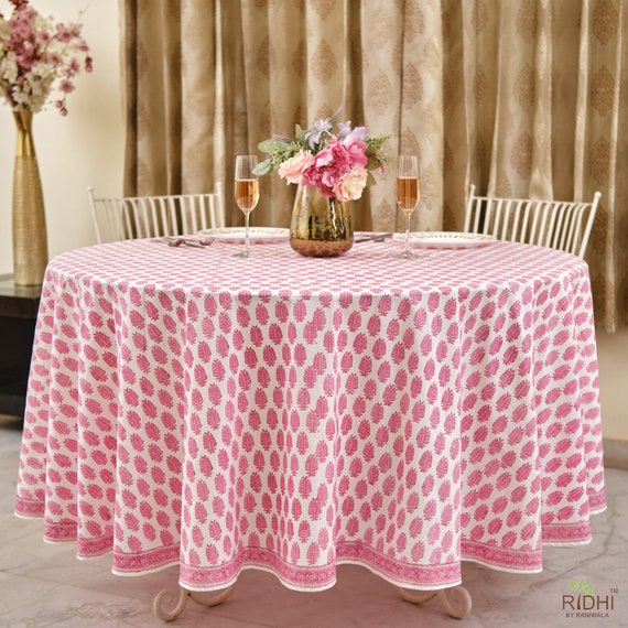 ## 8. Decorative Printed Pink Tablecloths