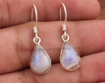 Gift For Her Silver Earring Stud Earring Silver Studs Rainbow Moonstone Earrings in 925 Sterling Silver Birthstone Earring Gemstone