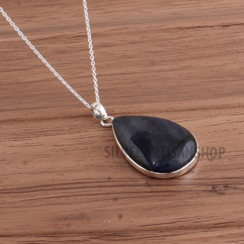 Natural Rainbow Moonstone Top Quality Gemstone Necklacepear Etsy