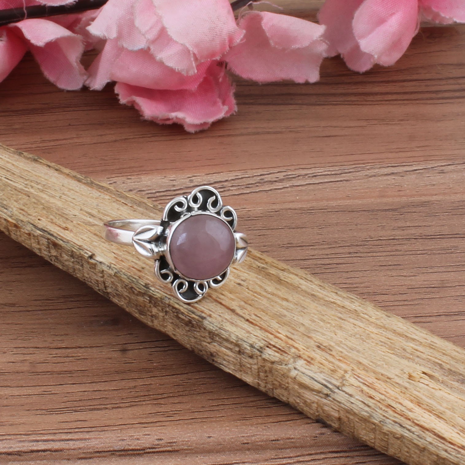 Pink Jade AAA Quality Gemstone Ring Cabochon Ring 925 Etsy