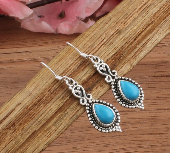 Turquoise Earring 925 Sterling Solid Silver Earring | Etsy