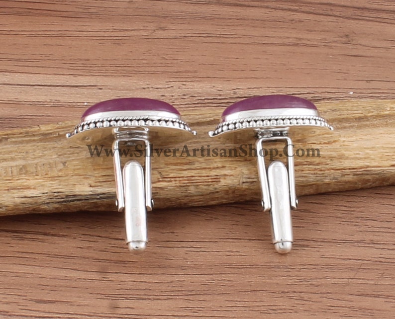 Mens Jewelry Cufflink 925 Sterling Silver Purple Jade Oval Shape Gemstone Cufflink Designer Handmade Silver Cufflink Cufflink Gift Idea