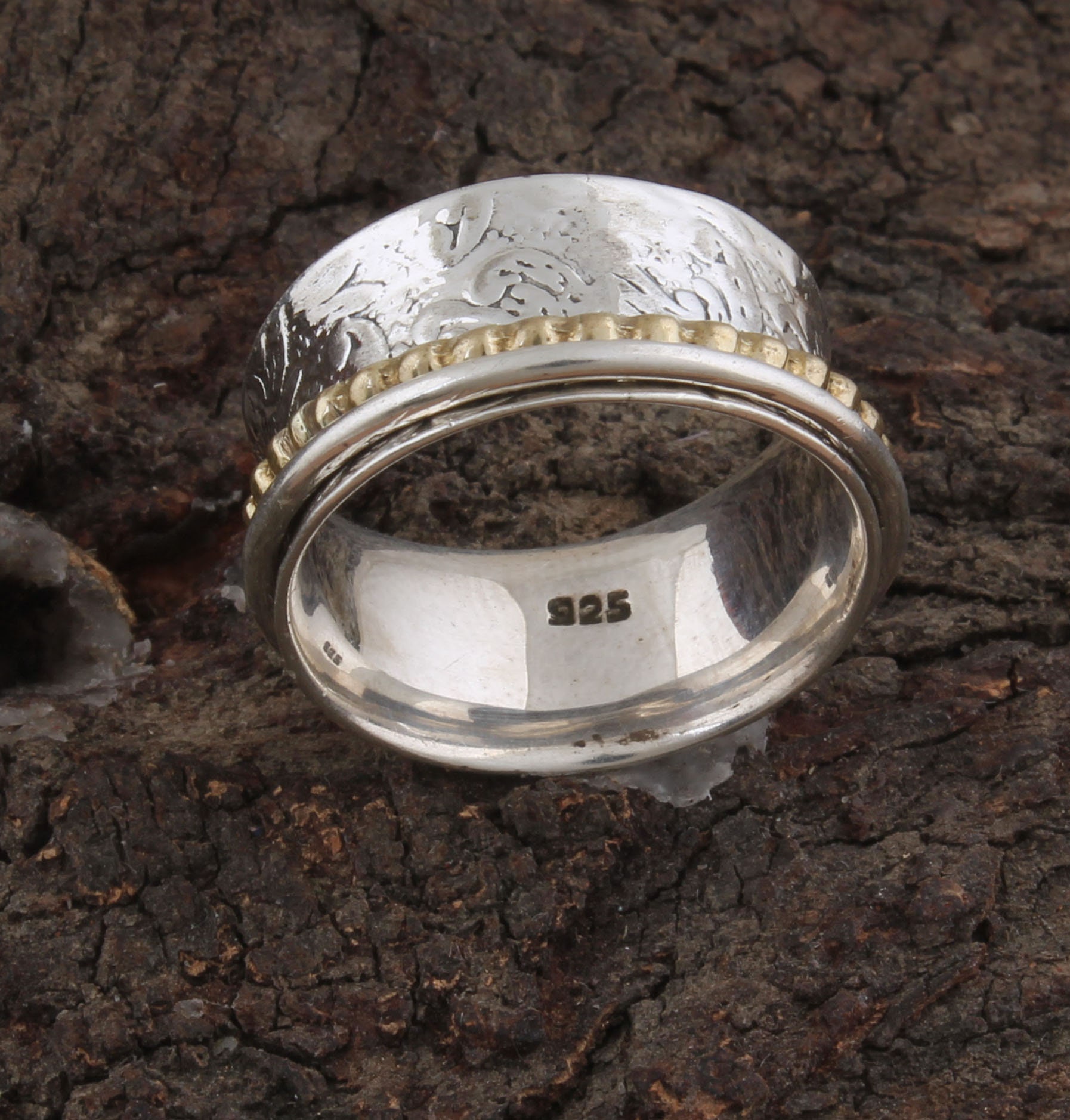 Thumb Ring 925Sterling Solid Silver RingTwo Tone Ring Etsy