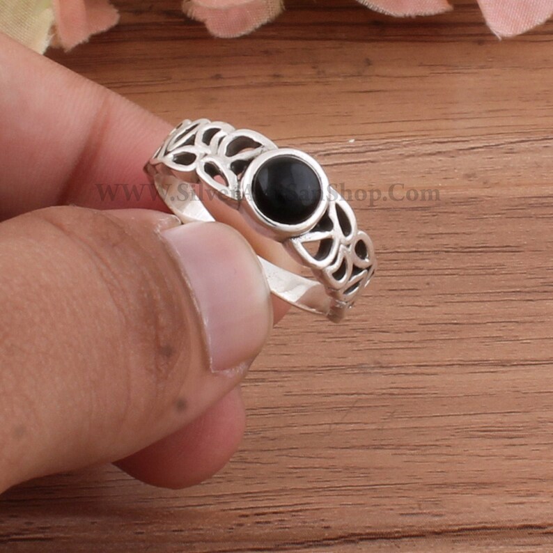 Black Onyx Ring,Black Oval Boho Silver Ring,925 Sterling Silver Ring,Natural Black Onyx Top Quality Gemstone Ring,Bride Ring Gift For Sis