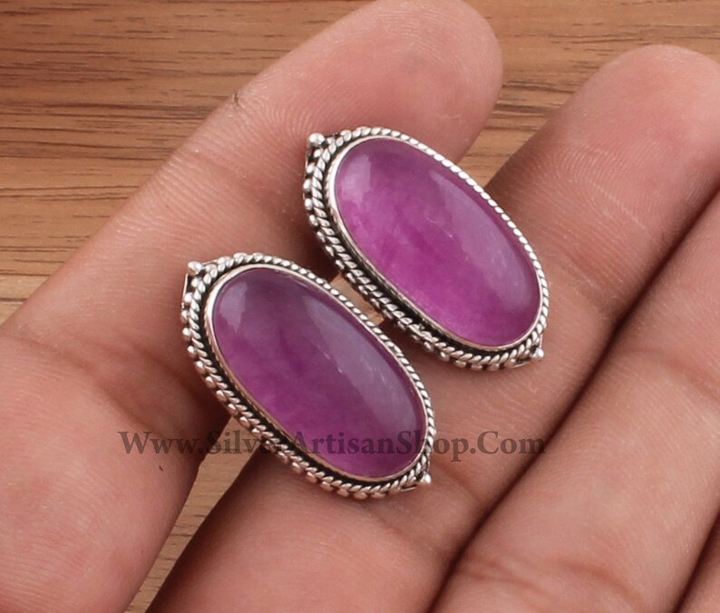 Mens Jewelry Cufflink 925 Sterling Silver Purple Jade Oval Shape Gemstone Cufflink Designer Handmade Silver Cufflink Cufflink Gift Idea