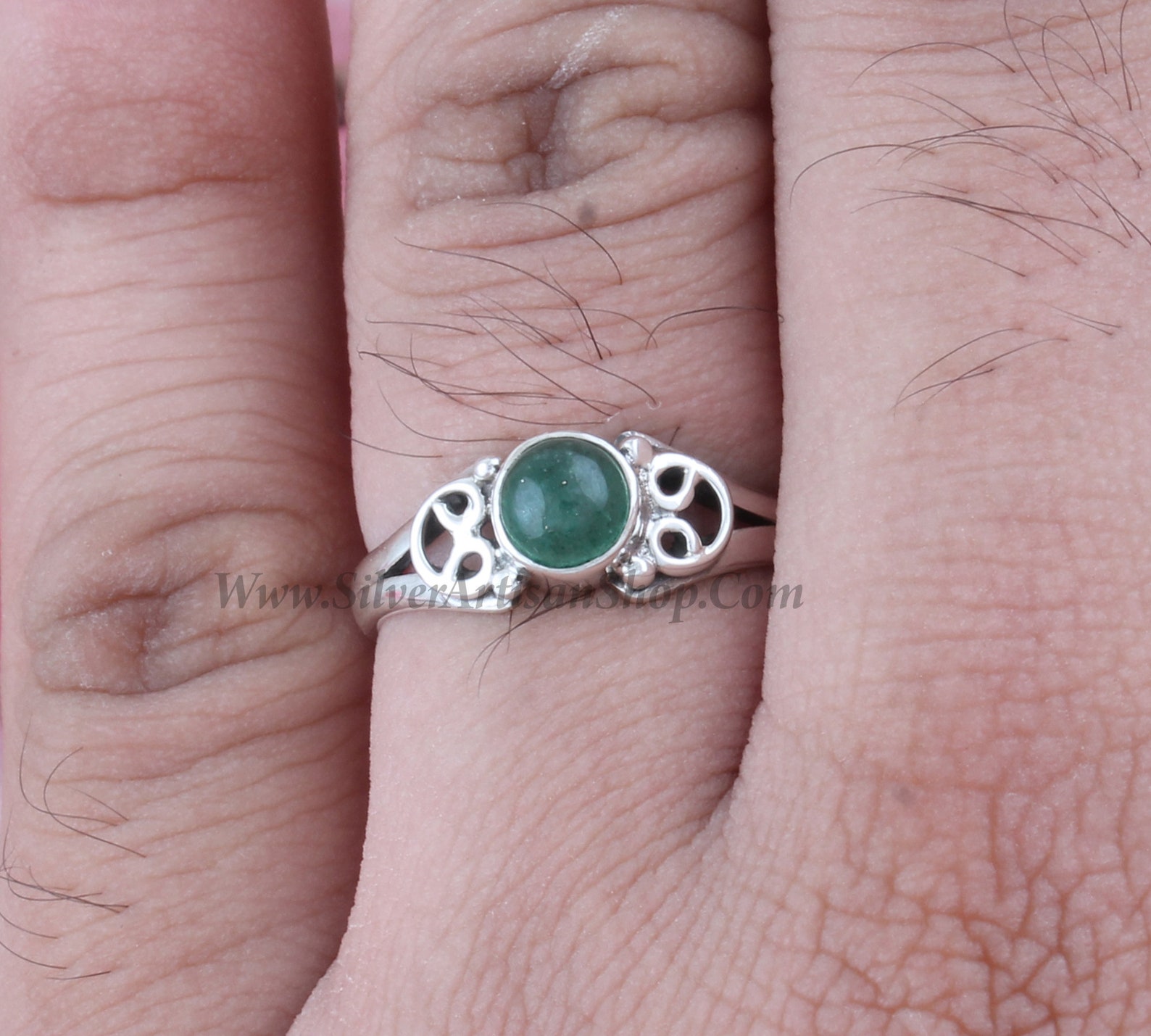 Green Jade Gemstone Silver Ring / 925 Sterling Silver Ring / Etsy
