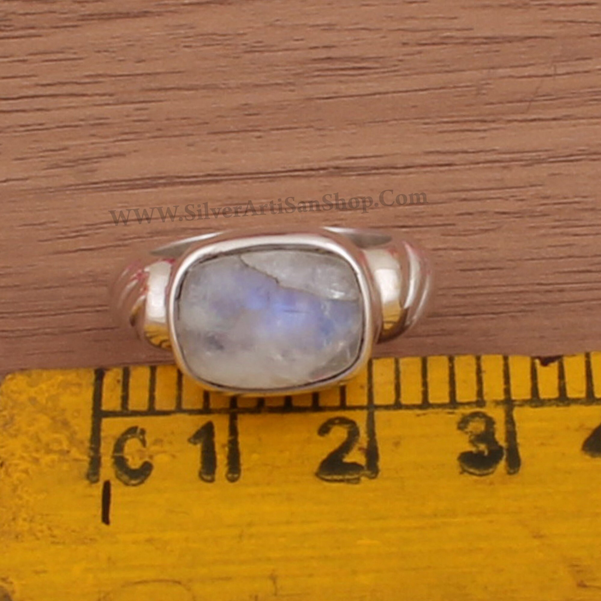 Rainbow Moonstone RingBlue Fire Stone Ring 925 Sterling Solid Etsy