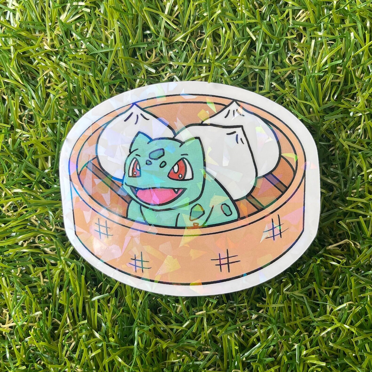 Pokemon Bulbasaur Bao Bun Waterproof Holo Sticker Quirky Decal for ...