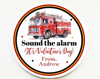 Firetruck Valentine Tags, Preschool Valentines, Firefighter Kids Valentine Kids, Shipped Fireman Valentine Cards For School Classroom