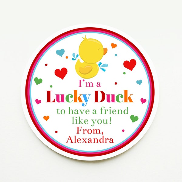 Shipped Lucky Duck Valentines, Rubber Duck Valentines School Party, Preschool Valentine, I'm A Lucky Duck To Have A Friend Like You