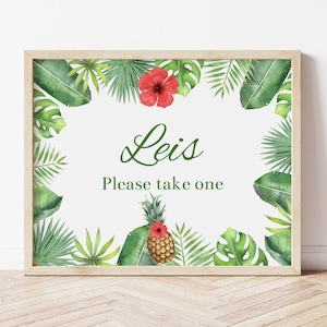 Printable Leis Sign, Luau Party, Luau Birthday, Luau Decorations, Tropical Party, Luau Baby Shower, Luau Bridal Shower, Instant, RHLU