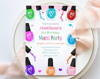 Editable Mani Party Birthday Invitation Template, Manicure Invitation, Nail Party, Girls Spa Party Invite, Manicure Birthday, Corjl