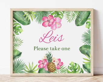 Lei Sign, Lei Favors Sign, Luau Party, Luau Birthday, Luau Decorations, Tropical Party, Luau Bridal Shower, Hawaiian Party, Instant, Aloha