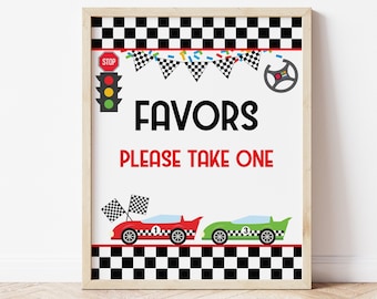 Favors Sign, Race Car Birthday, Racing Party, Car Birthday Party, Table Sign, Boy Birthday Party Decorations, Race Decor, Instant, RCIP