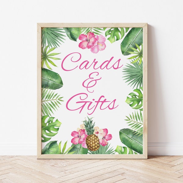 Cards and Gifts Sign, Luau Party, Luau Birthday, Luau Decorations, Tropical Party, Luau Baby Shower, Luau Bridal Shower, Instant, Aloha