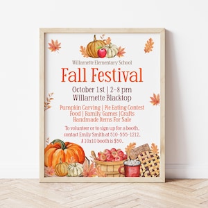 Editable Fall Festival School Fundraiser Flyer Template, Printable Fall Harvest Festival, Church Family Event, School Halloween Flyer, Corjl