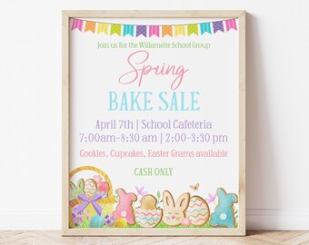 Easter Bake Raffle Editable Easter Bake Sale Flyer Template, Printable Easter School ...