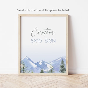Aventura de montaña editable espera plantillas de letreros personalizados de despedida de soltera, decoraciones de despedida de soltera de bosques y bosques imprimibles, Corjl, FMBS