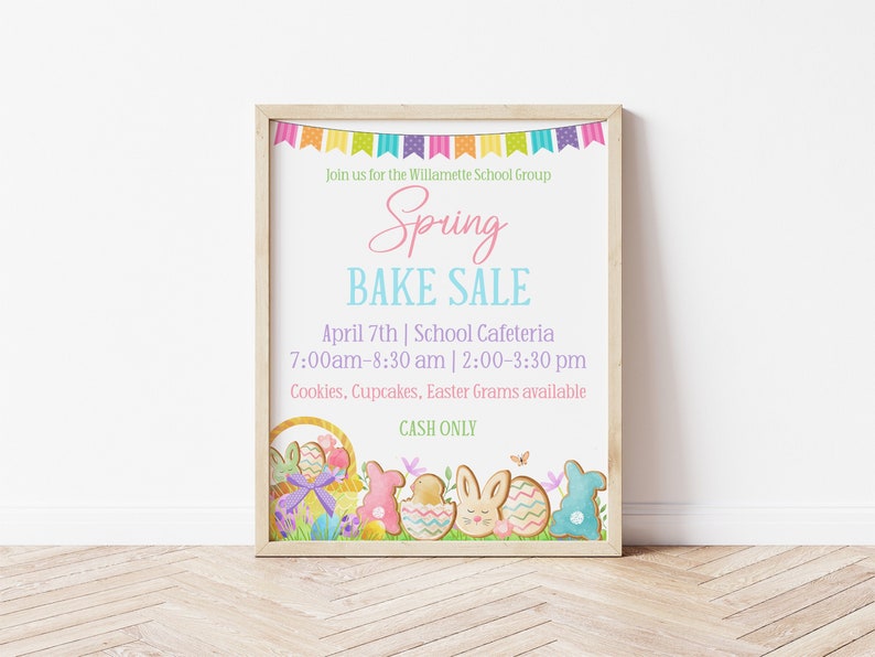 Editable Spring Bake Sale Flyer Template Printable Easter - Etsy