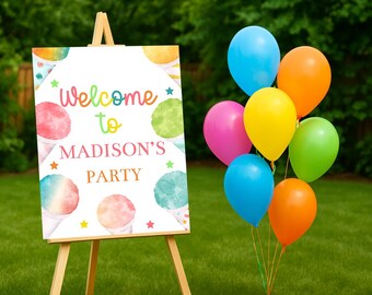 Bearbeitbare Gefrorenes Eis Geburtstag Willkommen Zeichen Vorlage, Druckbare Schnee Party, Sommer Geburtstagsfeier, Mädchen Party, Klassenparty, Corjl