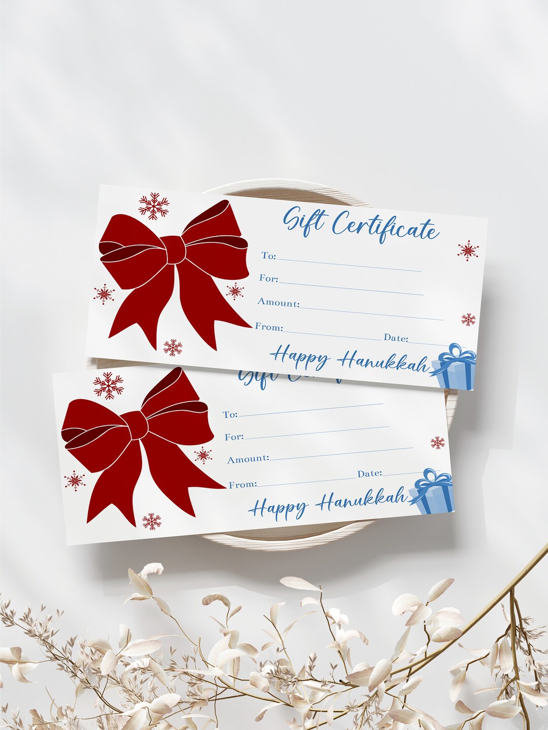 Editable Hanukkah Gift Certificate Template, Printable Gift Certficate ...