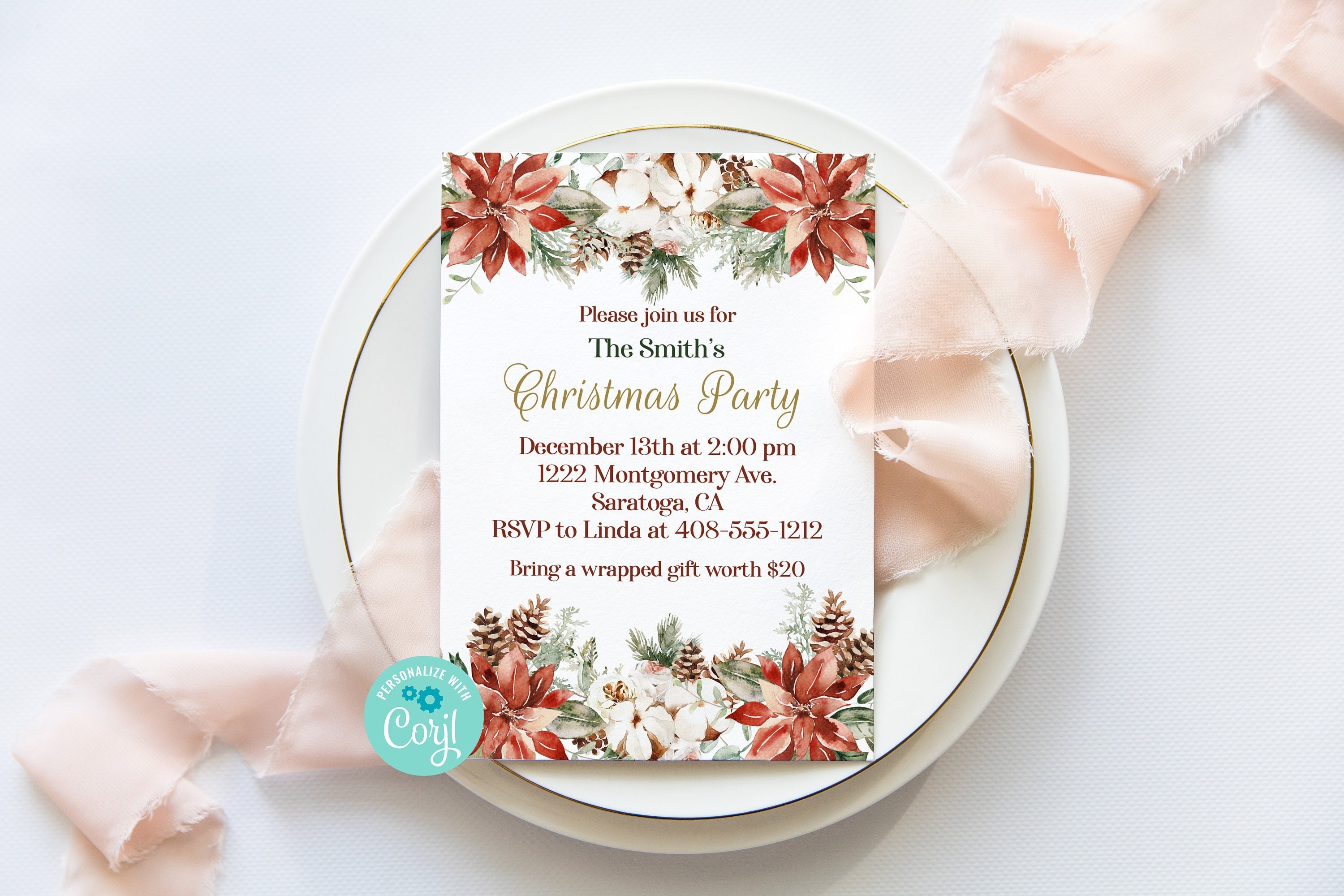 Editable Christmas Party Invitation Template Holiday Party | Etsy