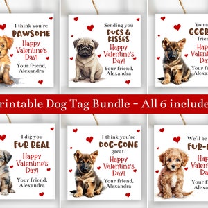 Conjunto de cartões de dia dos namorados para cães editáveis, modelos de conjunto de cartões, dia dos namorados para crianças, escola, etiquetas de dia dos namorados Pawsome imprimíveis, Corjl