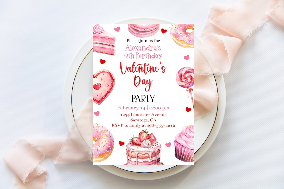 Editable Valentine Birthday Invitation Template Printable - Etsy