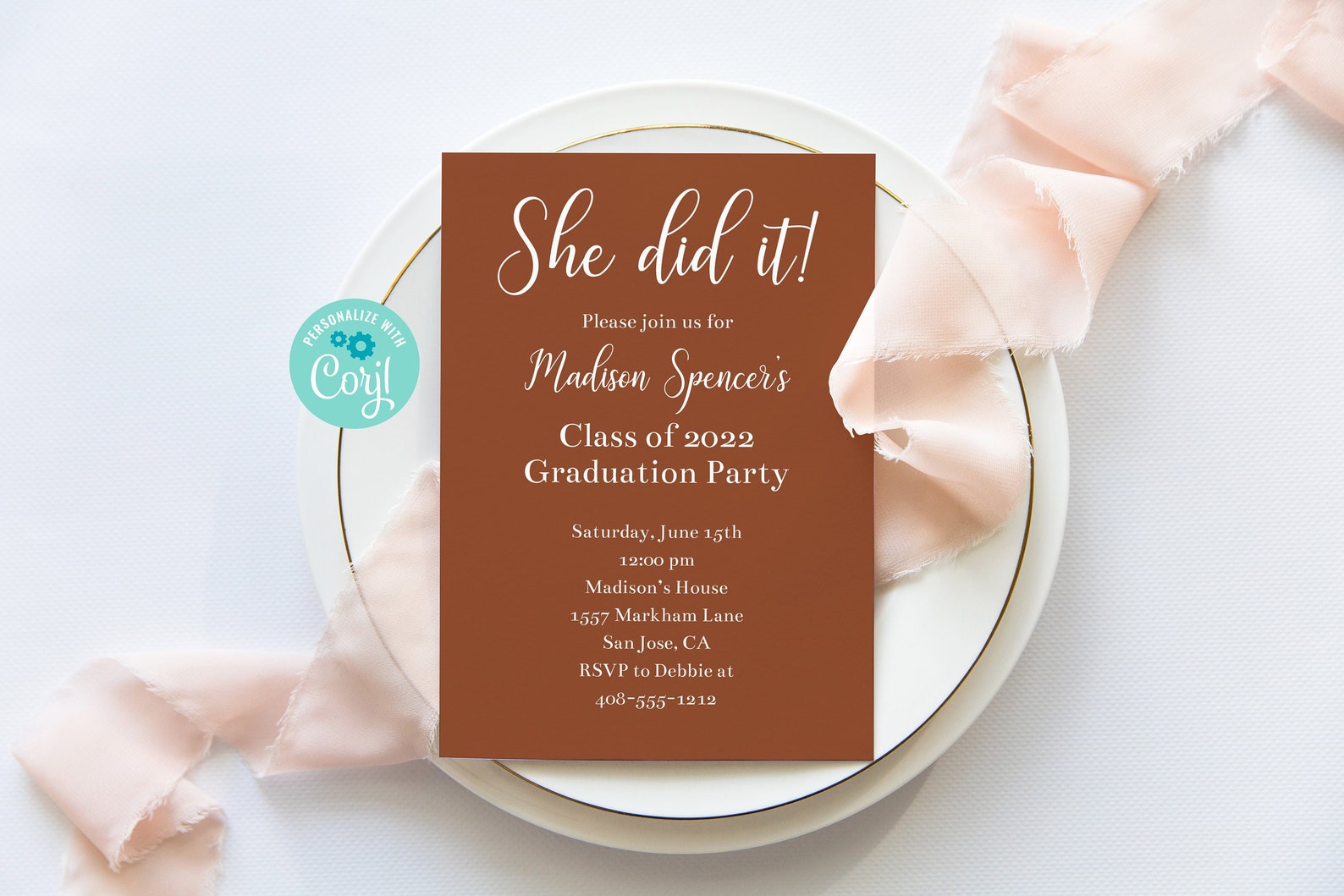Editable Template She Did It Graduation Party Invitation - Etsy